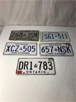 Lot Of 5 Single Ontario License Plates