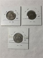 3 - 1940 Rotated Die Canadian 5 Cent Coins