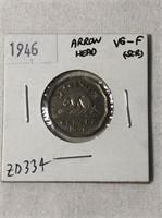 1946 Arrowhead Canadian 5 Cent Coin -Error Variety