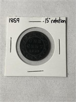 1859 Rotated Die Canadian Large Cent Coin