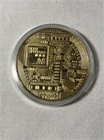 1 Oz Copper Round - Gold Coloured Bitcoin Design