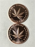 2 - 1 Oz. Copper Rounds - Legalize It Design