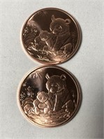 2 - 1 Oz. Copper Rounds - Panda Design