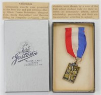 Vintage Josten’s Medal “Josten Citizenship Award”