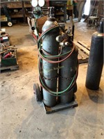 Acetylene torch and tanks on cart