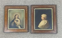Pair of Victorian Portraits in Walnut Frames