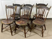 6 Plank Bottom Thumb Back Hand Painted Chairs