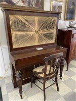 Elisha Camp's Early Mahogany Piano w/ Silk Front