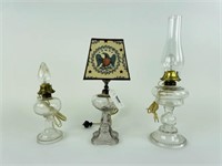 3 Clear Glass Electrified Oil Lamps