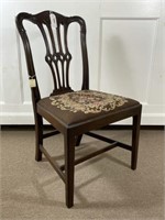 Chippendale Style Dining Chair w/ Needlepoint Seat