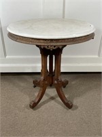 Eastlake Victorian Marble Top Lamp Table