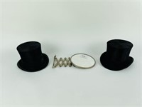 2 Beaver Top Hats & Round Adjustable Mirror