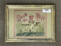 "Hold the Fort" Framed & Matted Embroidery