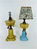 2 Colored Electrified Oil Lamps