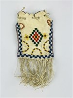 Native American Leather & Glass Beaded Pouch