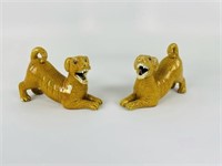 Pair of Asian Porcelain Glazed Foo Dogs