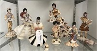 7 Vintage Shell Art Doll Figurines