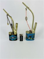 2 Chinese Brass & Cloisonne Pipes