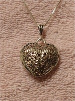Sterling Silver Filigree Puffed Heart Pendant