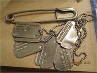 Lg. Scovil Safety Pin & Vtg. Dog Tags Lot