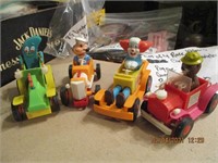 4 Cartoon Character Cars 1960's-Popeye,Gumby,
