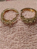 Sterling Silver Small Hoops Clear Stones