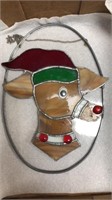 Stain glass reindeer sun catcher 9” tall