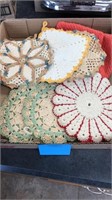 Lot of pot holders with needlework/ crochet etc