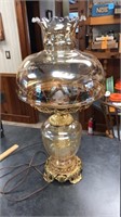 Hurricane style Smokey amber lamp approx 24” tall
