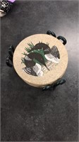 4 loon coasters in a metal holder