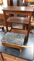 26” wooden side table and footstool