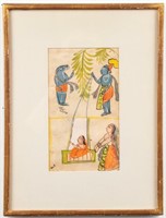 Indian Opaque Watercolor Of Four Figures