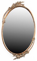 Copper Oval Mirror with Foliate Design
