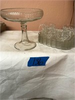 Stemmed Etched Bowl, Snack Trays W/cups