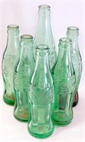 * 6 Vintage Embossed Coca-Cola Glass Bottles