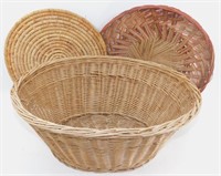 * Large Wicker Basket and 2 Larger Hot Dish