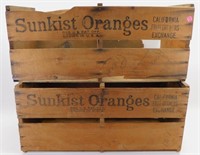 * Two Large Sunkist Oranges Wooden Crates