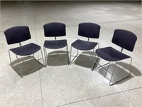 4 blue office chairs
