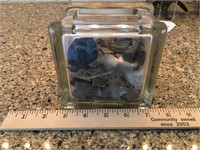 Wildlife Sheep Etched Glass Container with Rocks