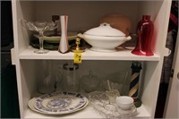 2 Shelves of Glass & Porcelains; pattern