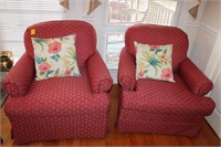 Pair of Red Upholstered Chairs by Clayton