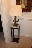 2 Piece Marble Top Table & vintage brass/marble
