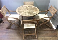 5 PIECE WOOD PATIO SET, TABLE 4 CHAIRS