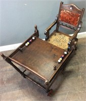 ANTIQUE CHILD’S WORK DESK, LEATHER SEAT INLAY