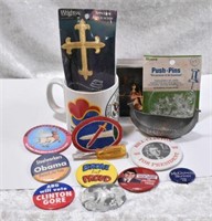 Buttons, Cards, Military Coffee Mug & Misc.