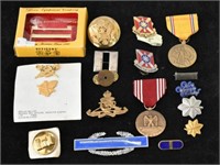 Bag of Military Items and Badges