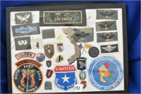 Flat of Military Patches and Pins