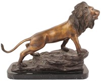 AFTER LOUIS VIDAL BRONZE LION SCULPTURE MARBLE