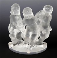 LALIQUE THREE GRACES CHERUBS FROSTED CRYSTAL