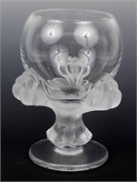 LALIQUE FRANCE CRYSTAL GOBLET BAGHEERA FROSTED